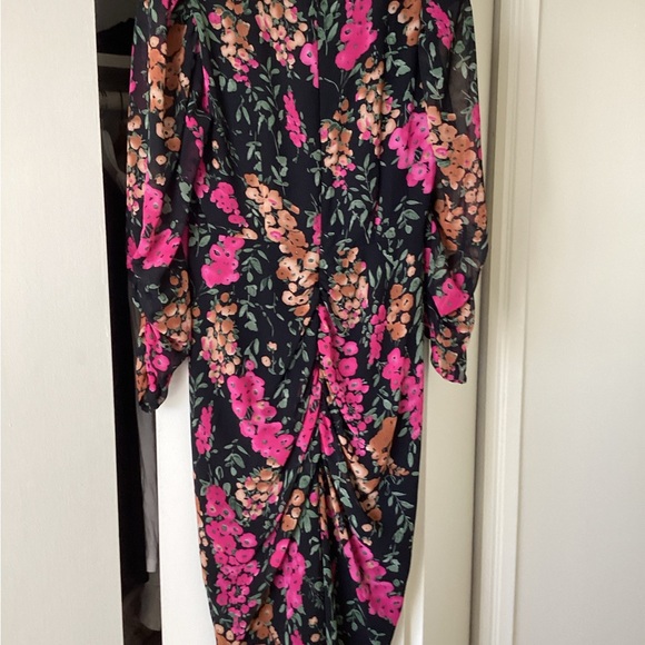 Floral Rouched Fall Colors Dress - Picture 3 of 3